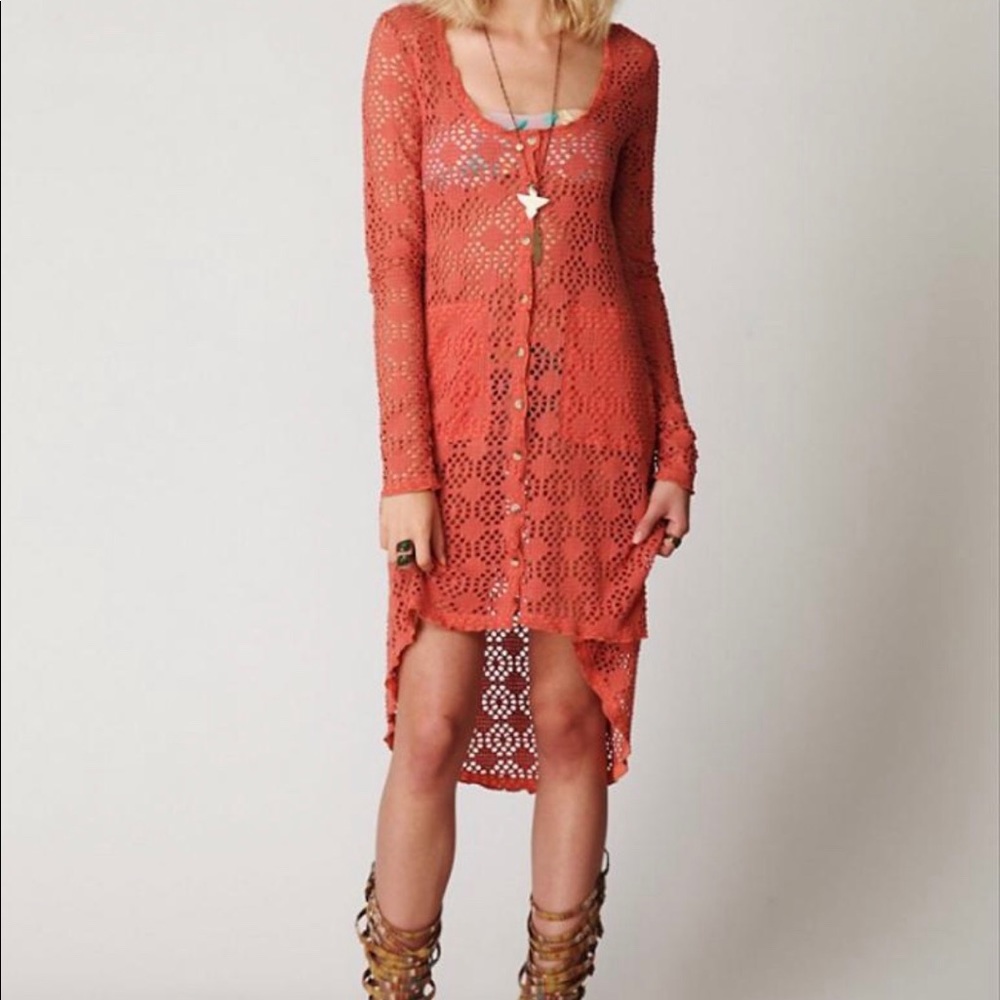 Free People beach crochet cardigan